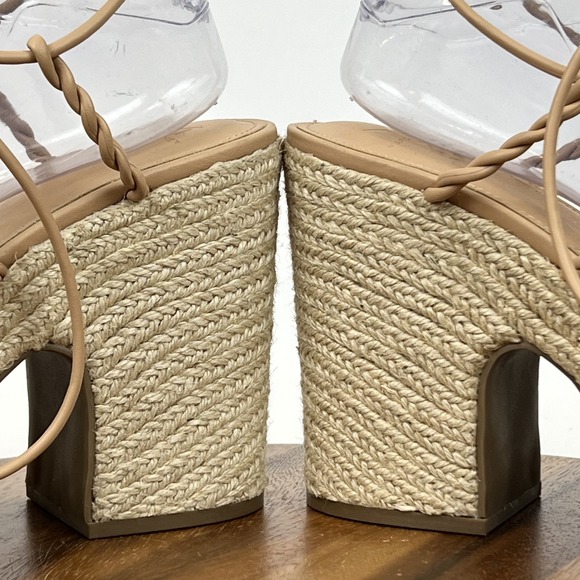 New Womens Marc Fisher Oliver Beige Strappy Platform Espadrille Sandals Size 9.5 - Picture 7 of 9